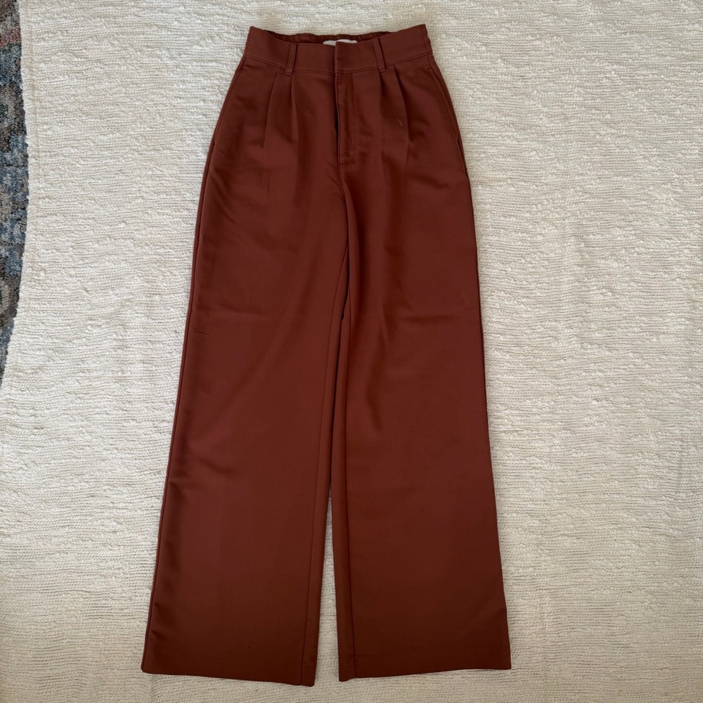 Abercrombie & Fitch Sloane Tailored Wide Leg Pant Size XS in Burnt Orange/Brown